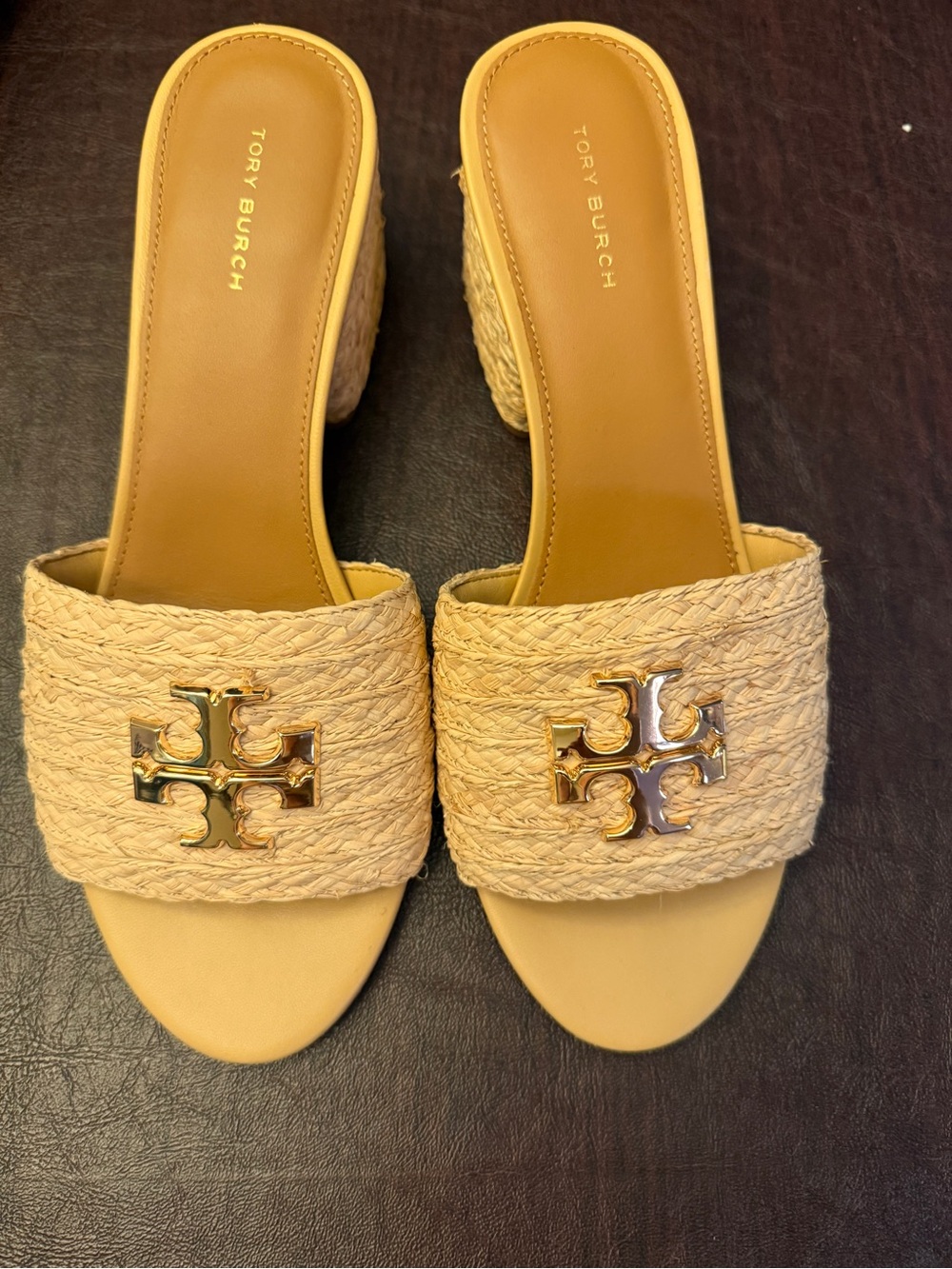 Tory Burch Size 9 Everly Raffia Block Sandal Slide